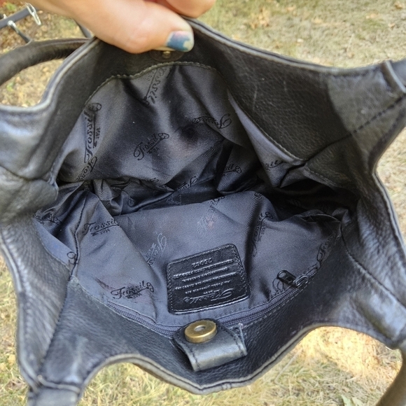 Fossil black leather two strap shoulder bag Y2K - Picture 6 of 11